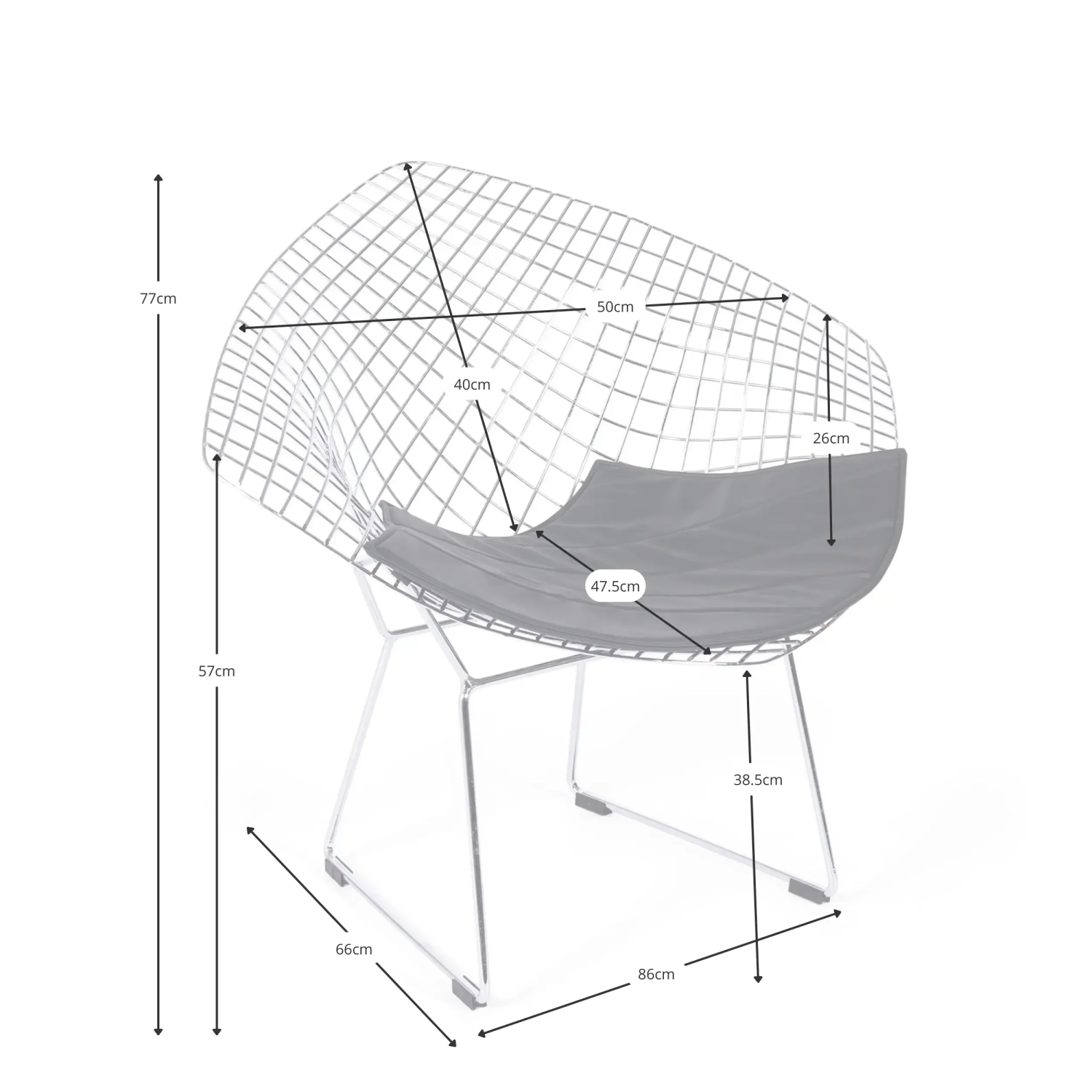 Designerski fotel z chromowanej stali Diamond FURNMOD - 26