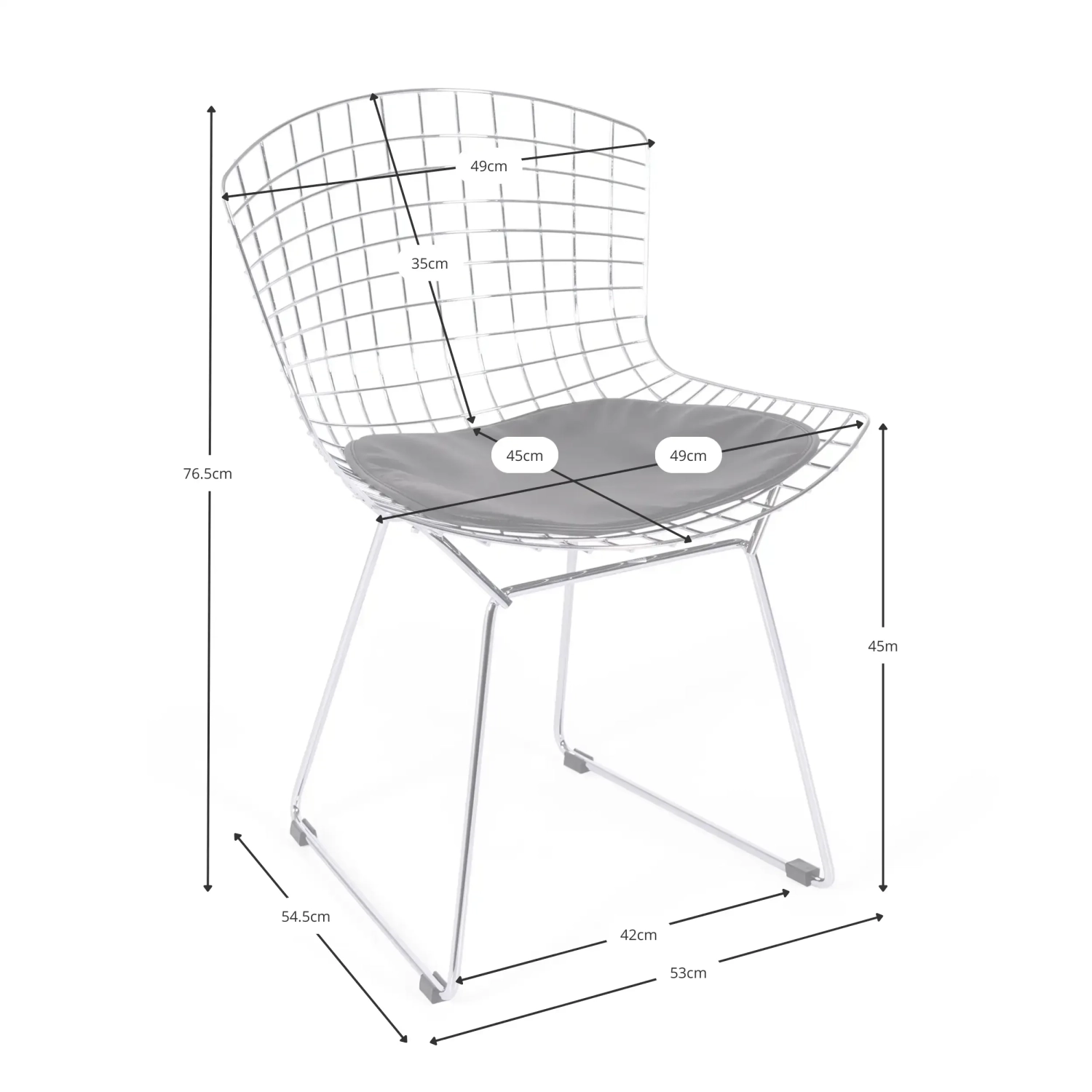 Replika židle Bertoia v černé oceli - kovové židle - MuebleDesign