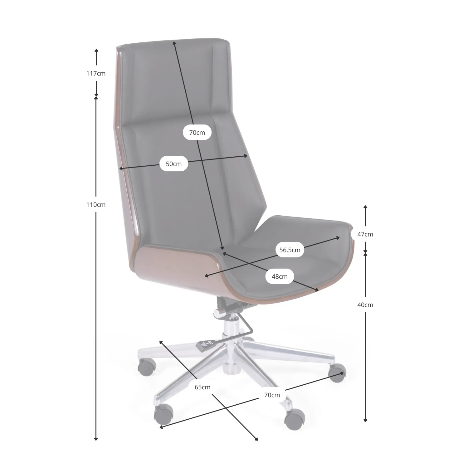 Nordic Highback Bürostuhl in Nussbaum - Bürostühle - Mobelarium