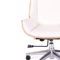 Nordic Highback Bürostuhl aus Ahorn und weißem Ökoleder - Mobelarium