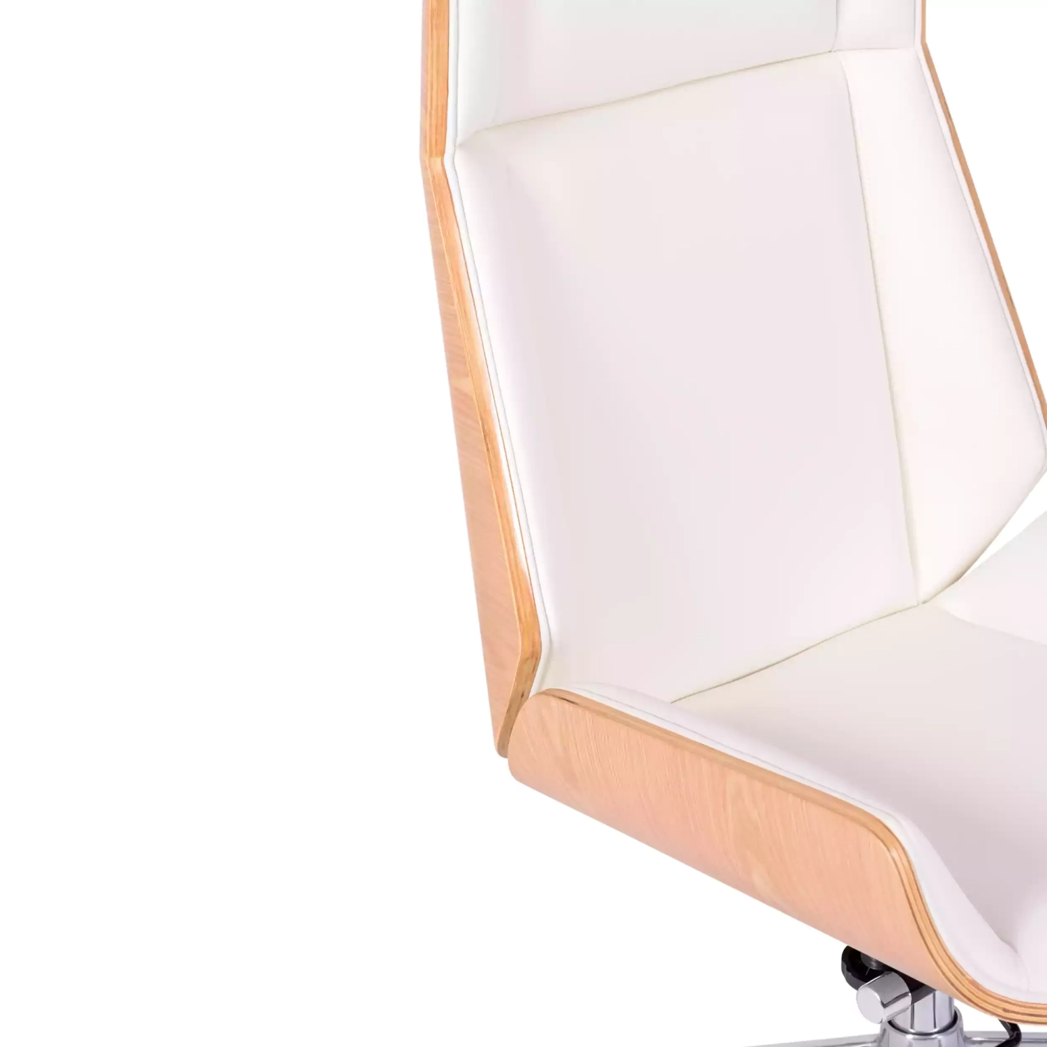 Cadeira de escritório Nordic Highback em ácer e couro ecológico branco - Mueble Design