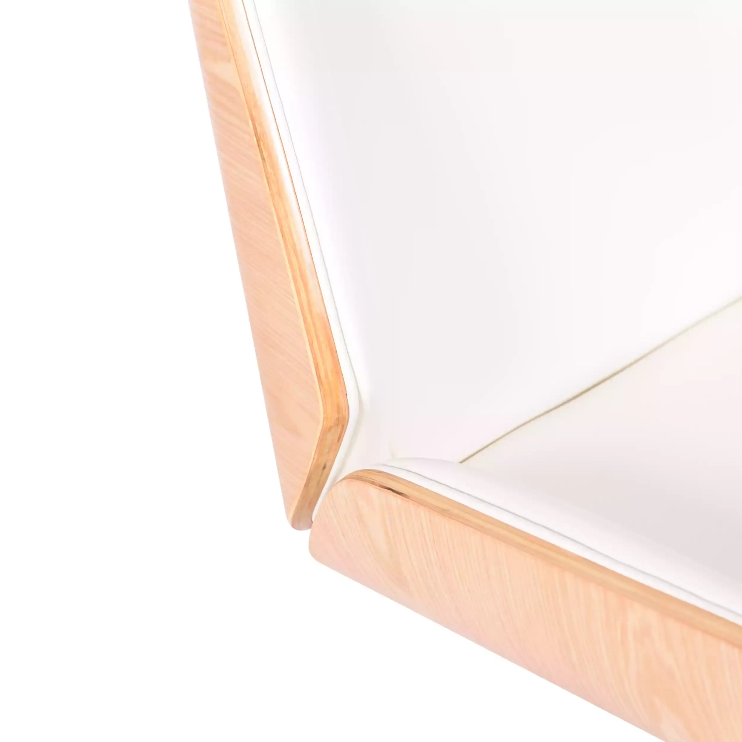 Chaise de bureau Nordic Highback en érable et éco-cuir blanc - Meubles Concept