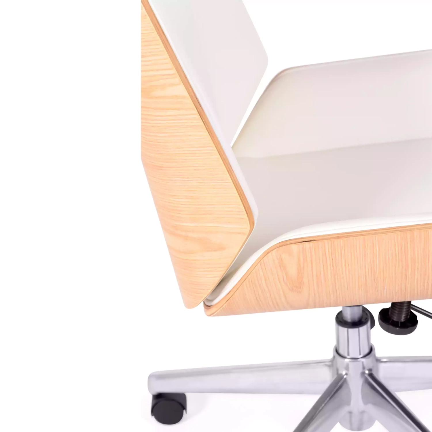 Krzesło biurowe Nordic Highback z klonu i białej ekoskóry - Mobelarium