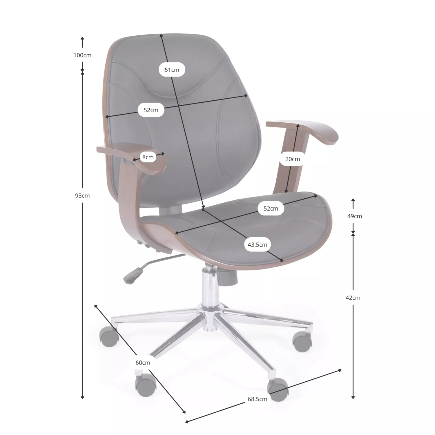 Cambridge kontorsstol i ljust trä - Mueble design