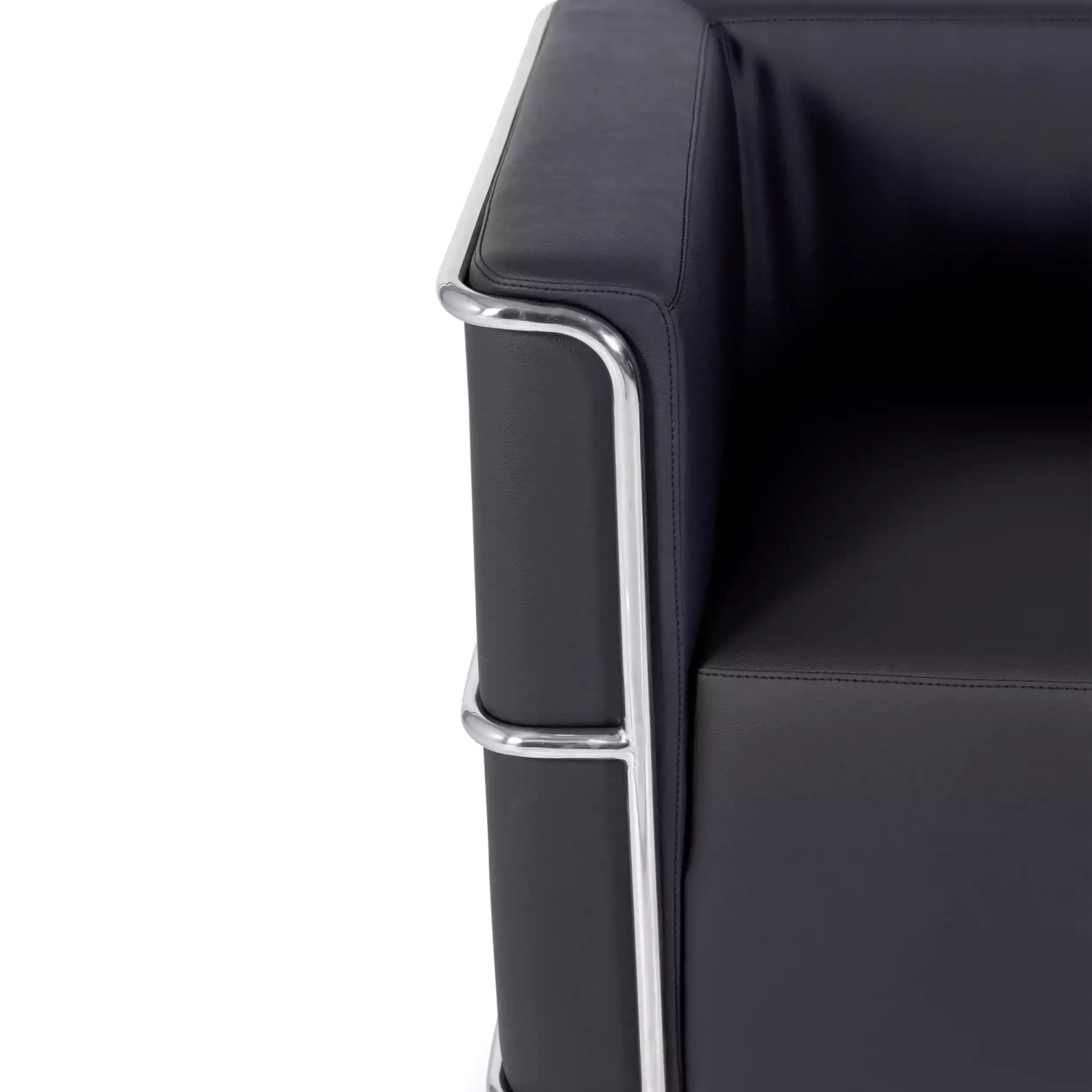 Torino 1 seater modern sofa in leather and chromed steel - Mueble Design