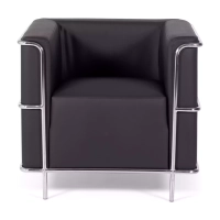 Torino 1-sitziges modernes Sofa aus Leder und verchromtem Stahl - Mobelarium