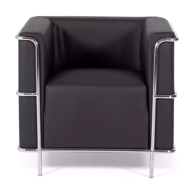 Torino 1-osobowa nowoczesna sofa ze skóry i chromowanej stali - Mobelarium