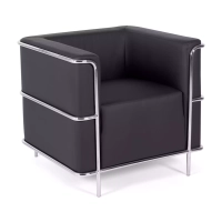 Torino 1-sitziges modernes Sofa aus Leder und verchromtem Stahl - Mobelarium