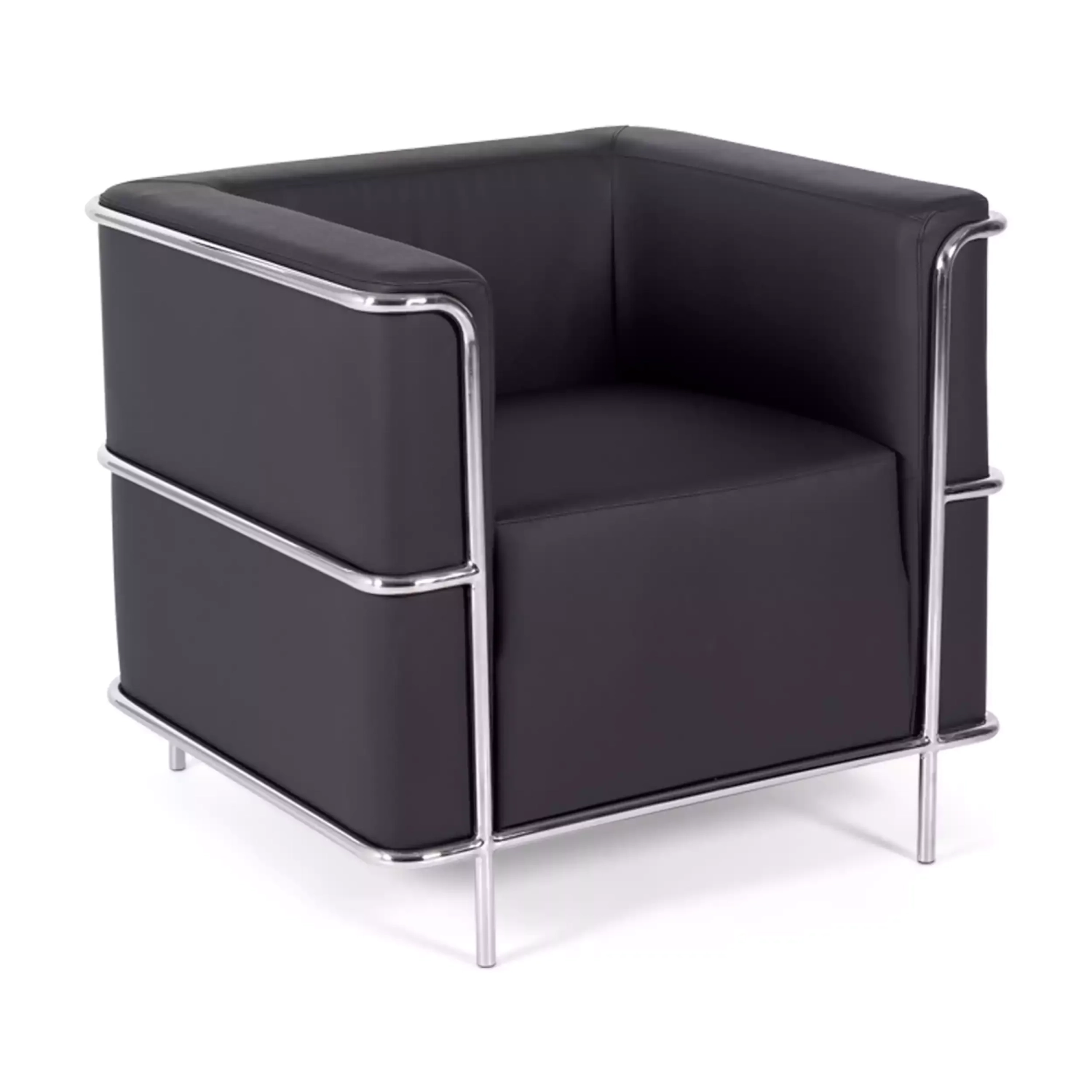 Torino 1-sitziges modernes Sofa aus Leder und verchromtem Stahl - Mobelarium