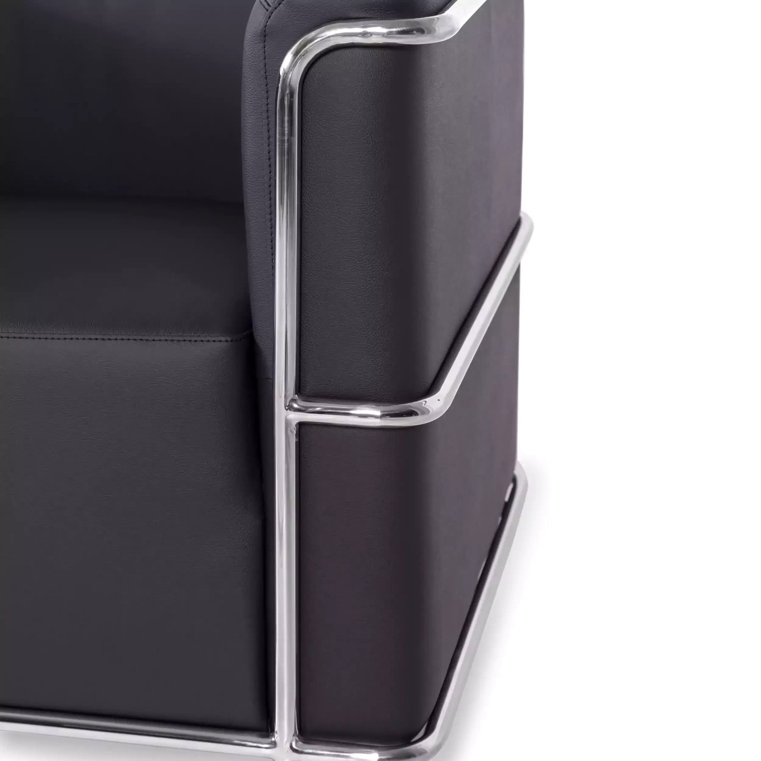 Torino 1 zits moderne sofa in leer en verchroomd staal - Mobelarium