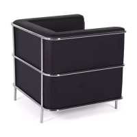 Torino 1-sitziges modernes Sofa aus Leder und verchromtem Stahl - Mobelarium