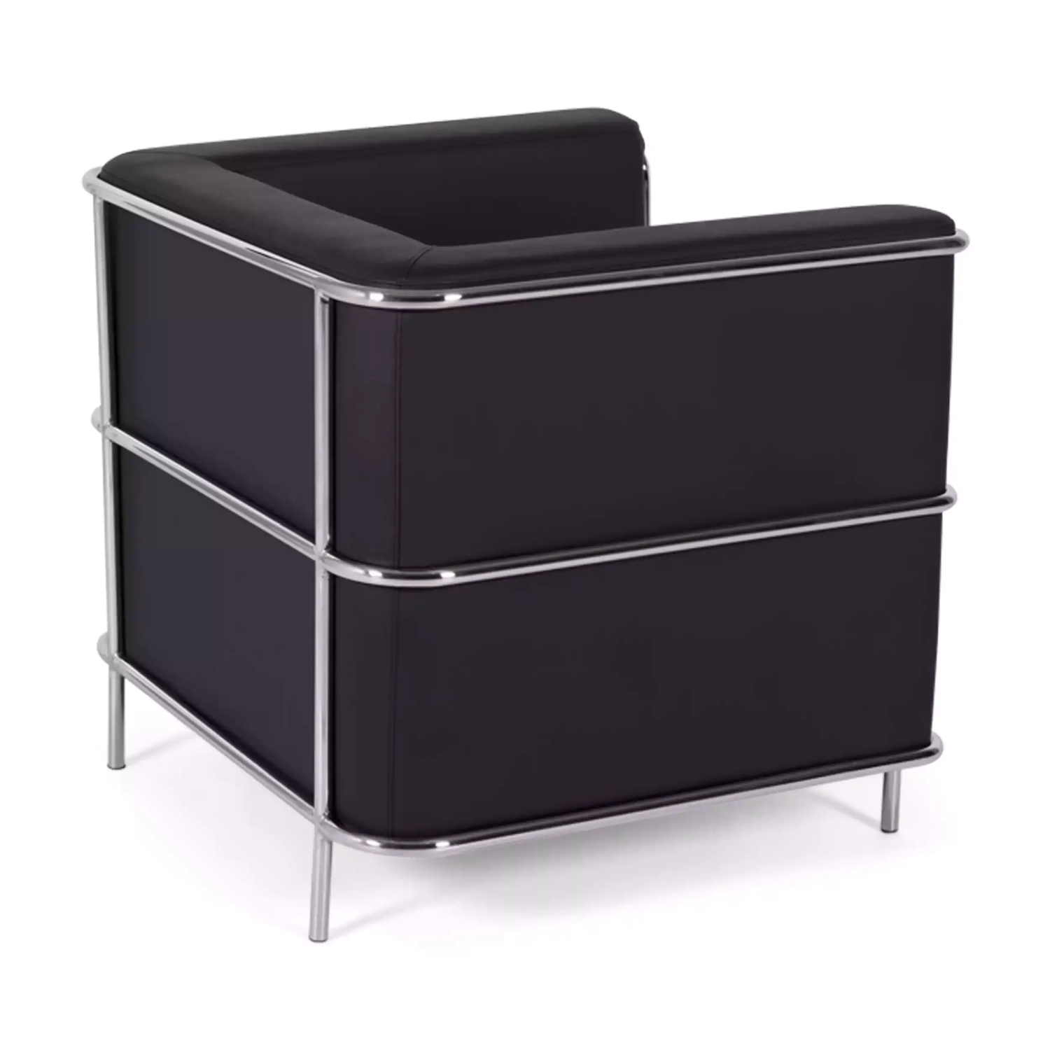 Torino 1-sitziges modernes Sofa aus Leder und verchromtem Stahl - Mobelarium