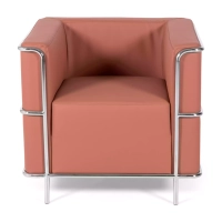 Sofá moderno Torino de 1 lugar em couro e aço cromado - Mueble Design