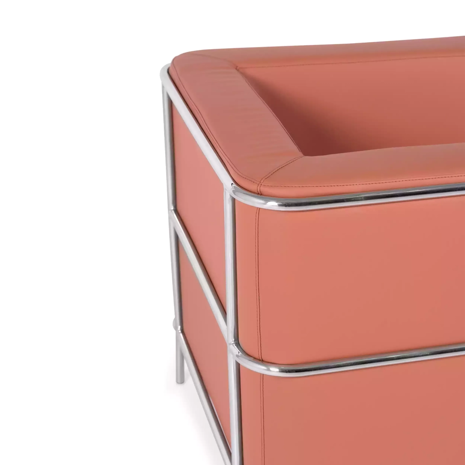 Torino 1-sitziges modernes Sofa aus Leder und verchromtem Stahl - Mobelarium