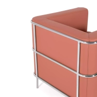 Torino 1-sitziges modernes Sofa aus Leder und verchromtem Stahl - Mobelarium