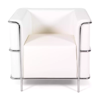Sofá moderno Torino de 1 lugar em couro e aço cromado - Mueble Design