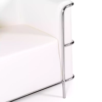 Torino 1-osobowa nowoczesna sofa ze skóry i chromowanej stali - Mobelarium