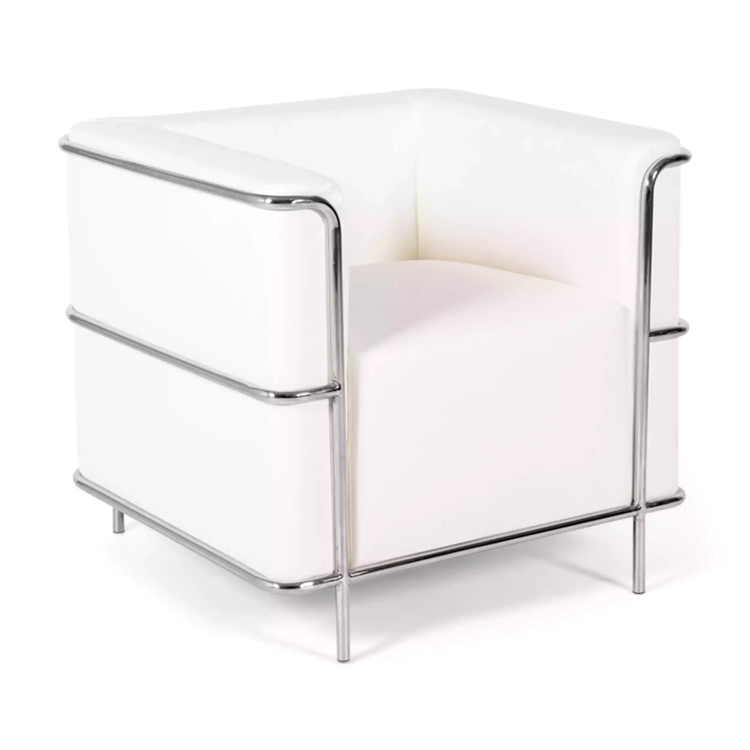 Torino 1-sitziges modernes Sofa aus Leder und verchromtem Stahl - Mobelarium