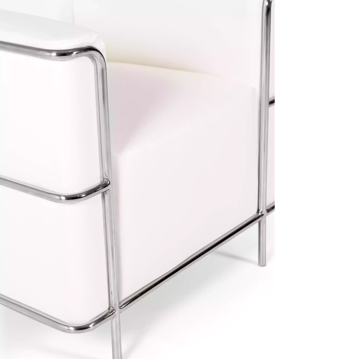 Torino 1 seater modern sofa in leather and chromed steel - Mueble Design