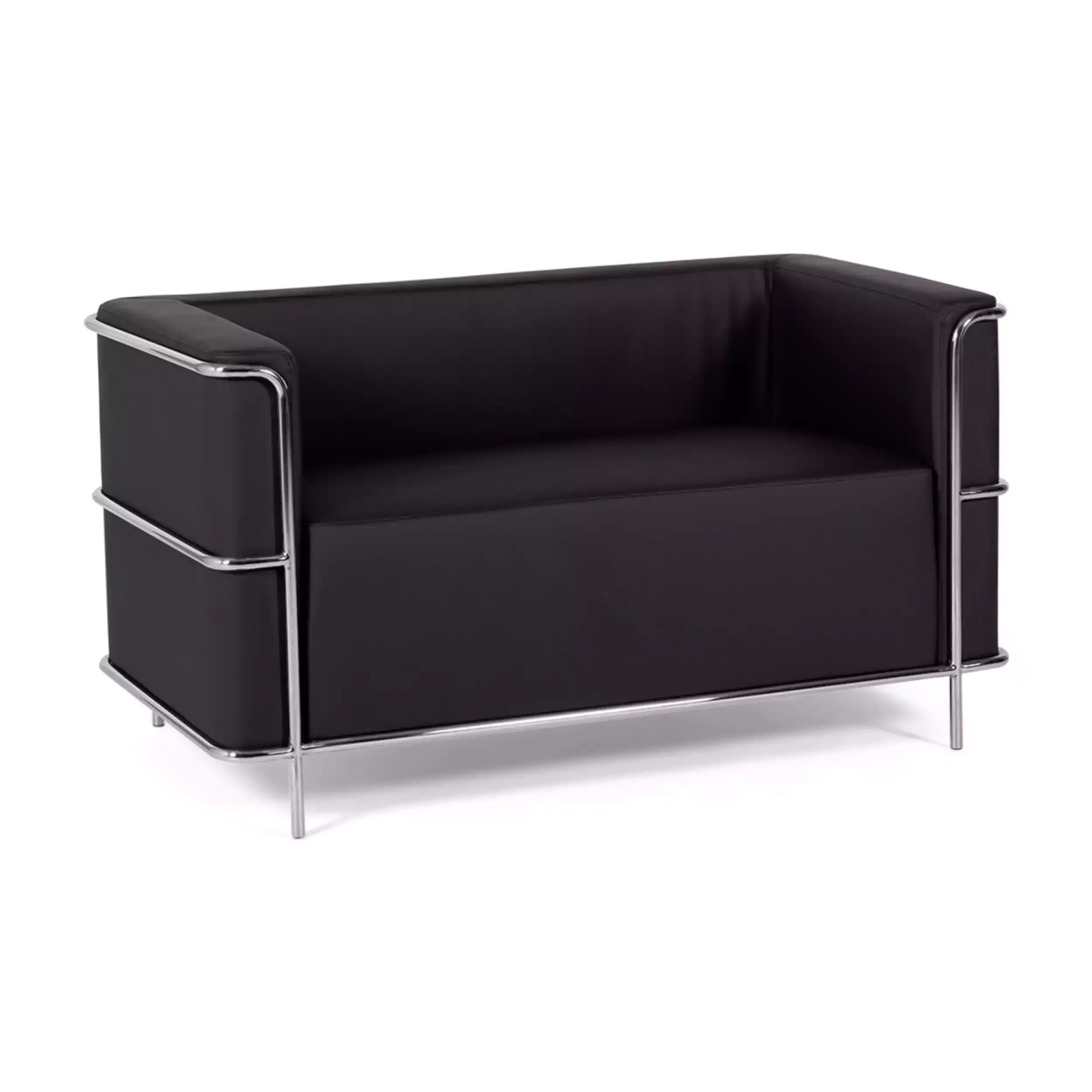 2-osobowa sofa Torino z ekoskóry i chromowanej stali 🛋️ - Mobelarium