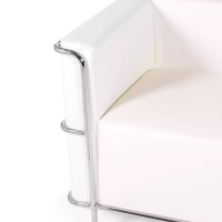 Sofá Torino de 2 lugares em couro ecológico e aço cromado 🛋️ - Mueble Design