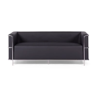 Sofá Torino de 3 lugares em couro ecológico e aço cromado - Mueble Design