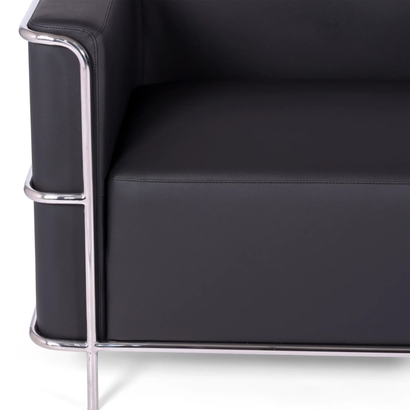 Sofa 3-osobowa Torino z ekoskóry i chromowanej stali - Mobelarium