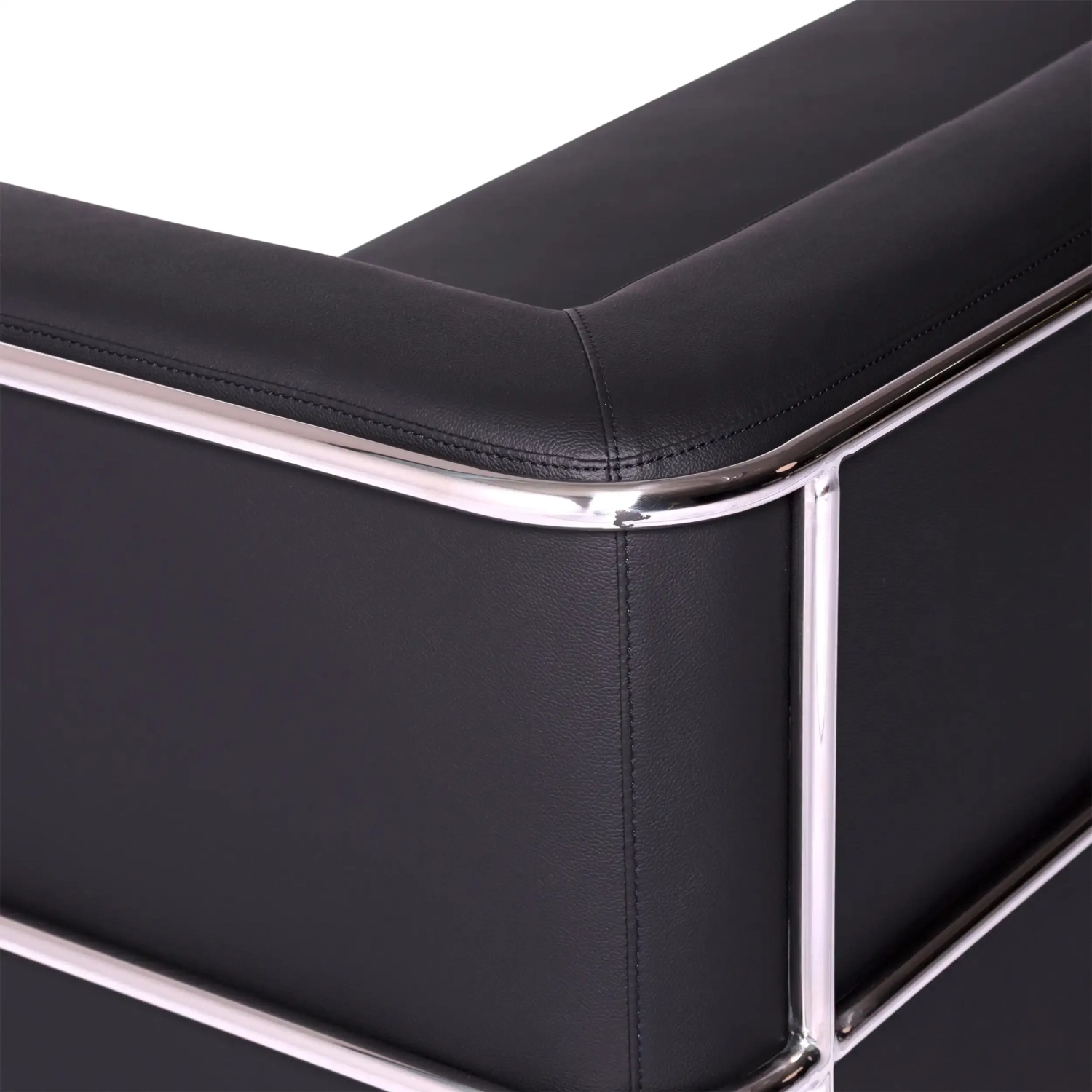 Sofa 3-osobowa Torino z ekoskóry i chromowanej stali - Mobelarium