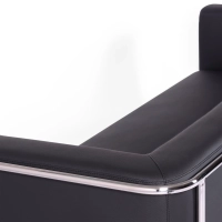 Sofá Torino de 3 lugares em couro ecológico e aço cromado - Mueble Design
