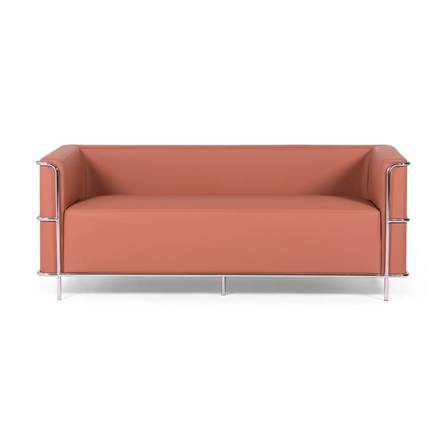 Sofa 3-osobowa Torino z ekoskóry i chromowanej stali - Mobelarium