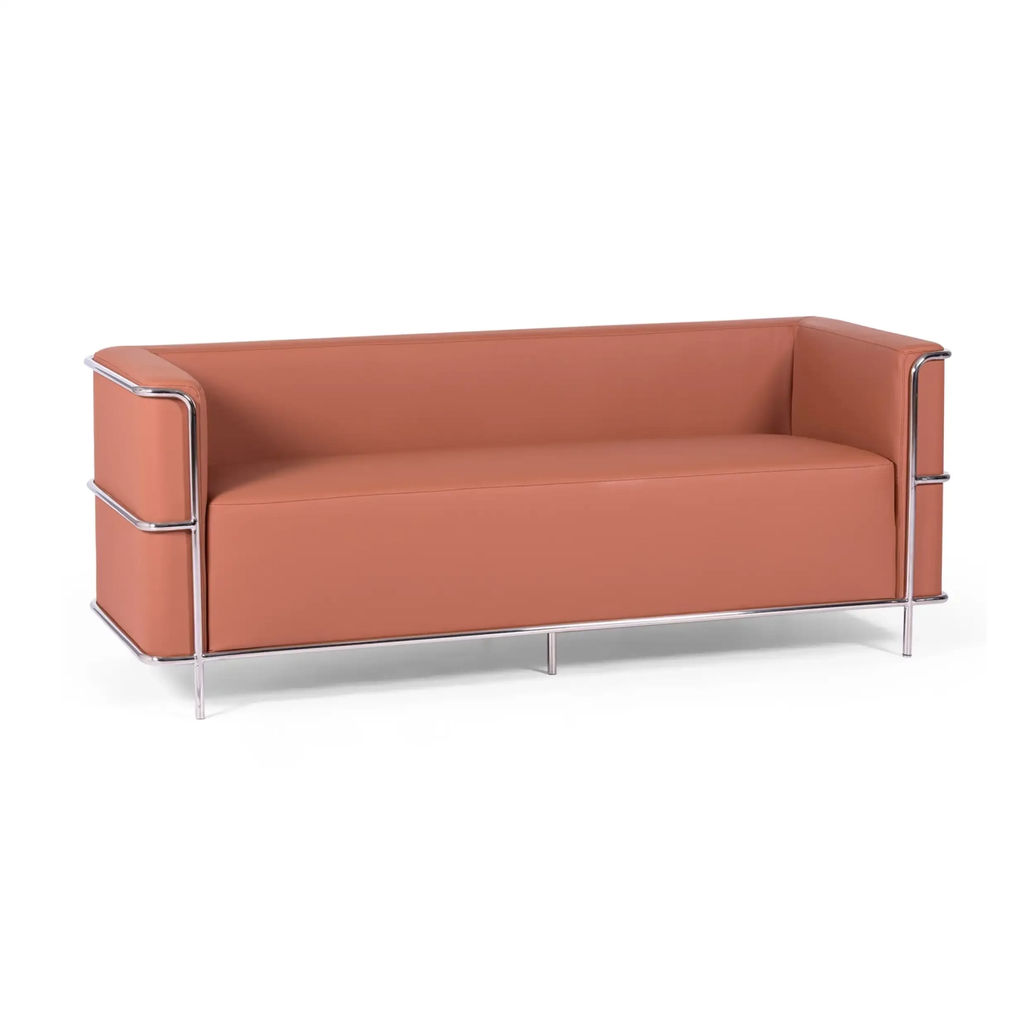 Sofa 3-osobowa Torino z ekoskóry i chromowanej stali - Mobelarium
