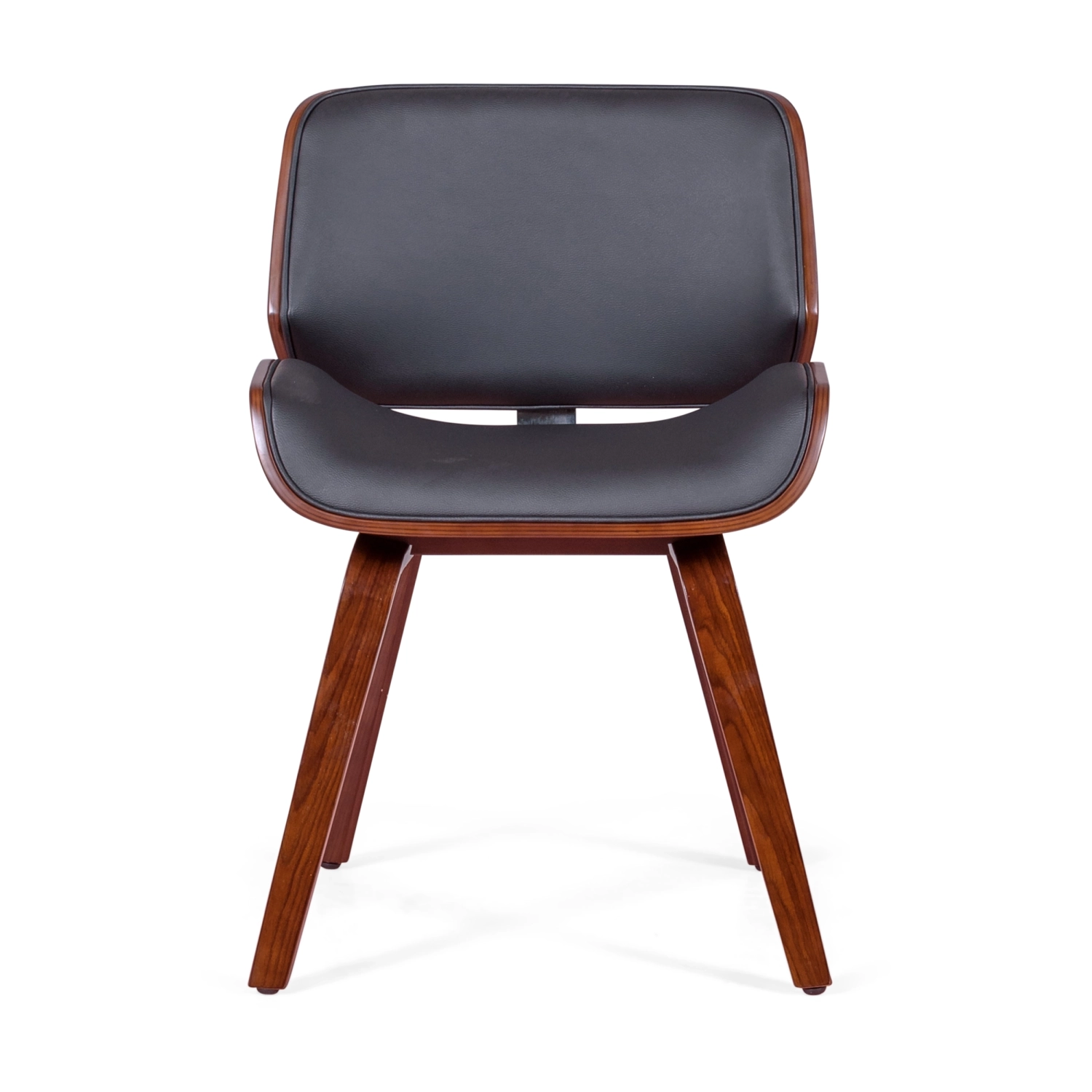 Stoel Nordic in walnoot en zwart kunstleer | Elegant Scandinavisch ontwerp