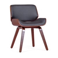 Stuhl Nordic in Walnuss und schwarzem Kunstleder | Elegantes skandinavisches Design