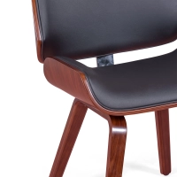 Stuhl Nordic in Walnuss und schwarzem Kunstleder | Elegantes skandinavisches Design