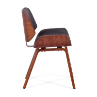 Cadeira Nordic em nogueira e couro sintético preto | Design escandinavo elegante
