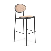 Stolička Vintage Preston 75 cm | Přírodní ratan a černý rám