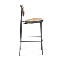Barstoel Vintage Preston 75 cm | Natuurlijk rotan en zwart frame
