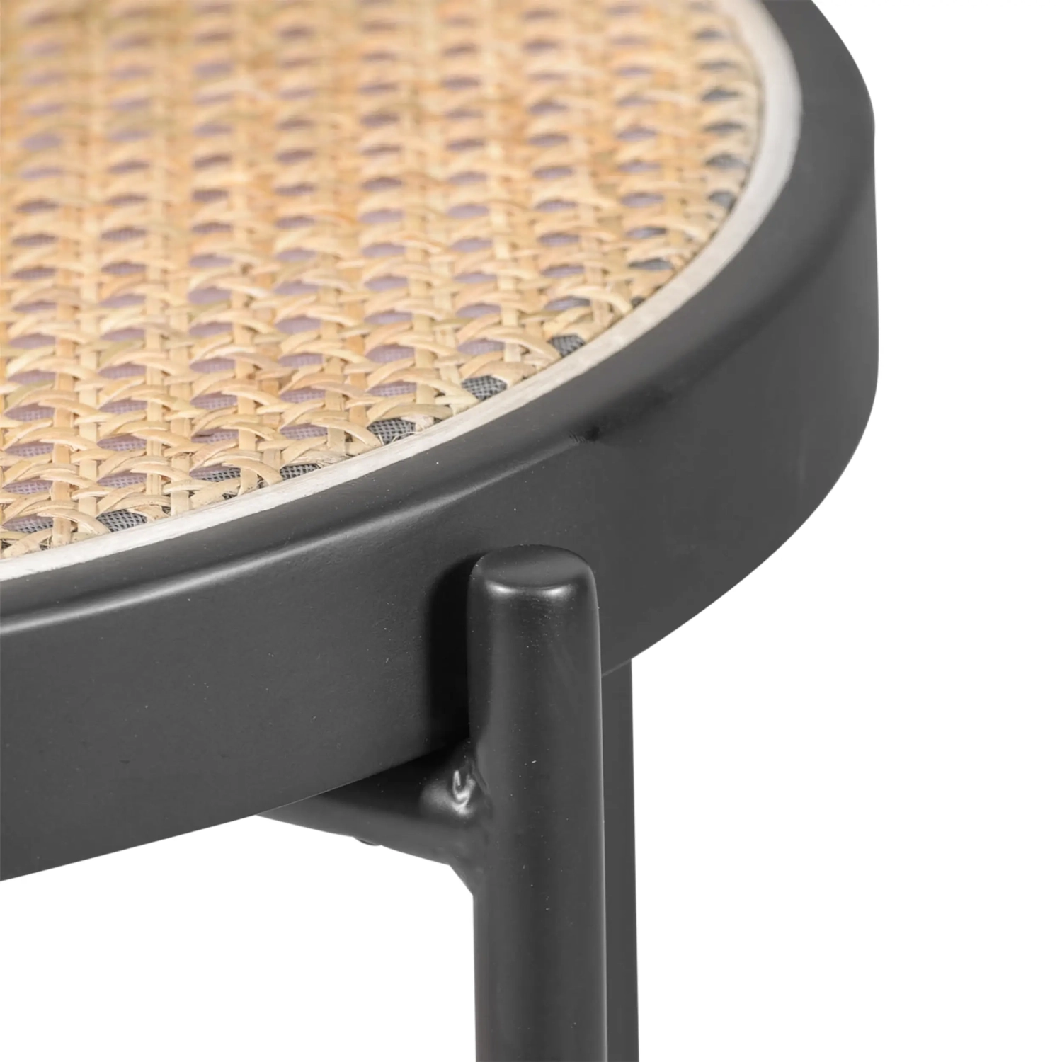 Tamborete Vintage Preston 75 cm | Rattan natural e moldura preta