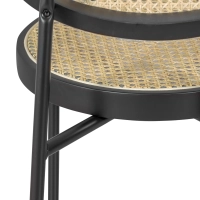 Stołek Vintage Preston 75 cm | Naturalny rattan i czarna rama
