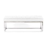 Praga Design Bench in Chrome-plated Steel and Leatherette | Modern Style