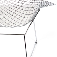 Replica Diamond chair in chromed steel and leatherette cushion - Bertoia Collection