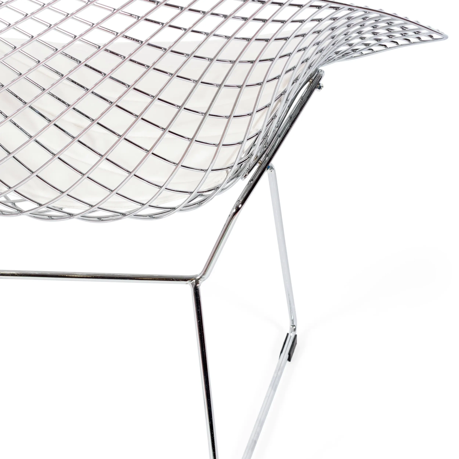 Replica Diamond-tuoli kromattua terästä ja keinonahkainen pehmuste - Bertoia Collection