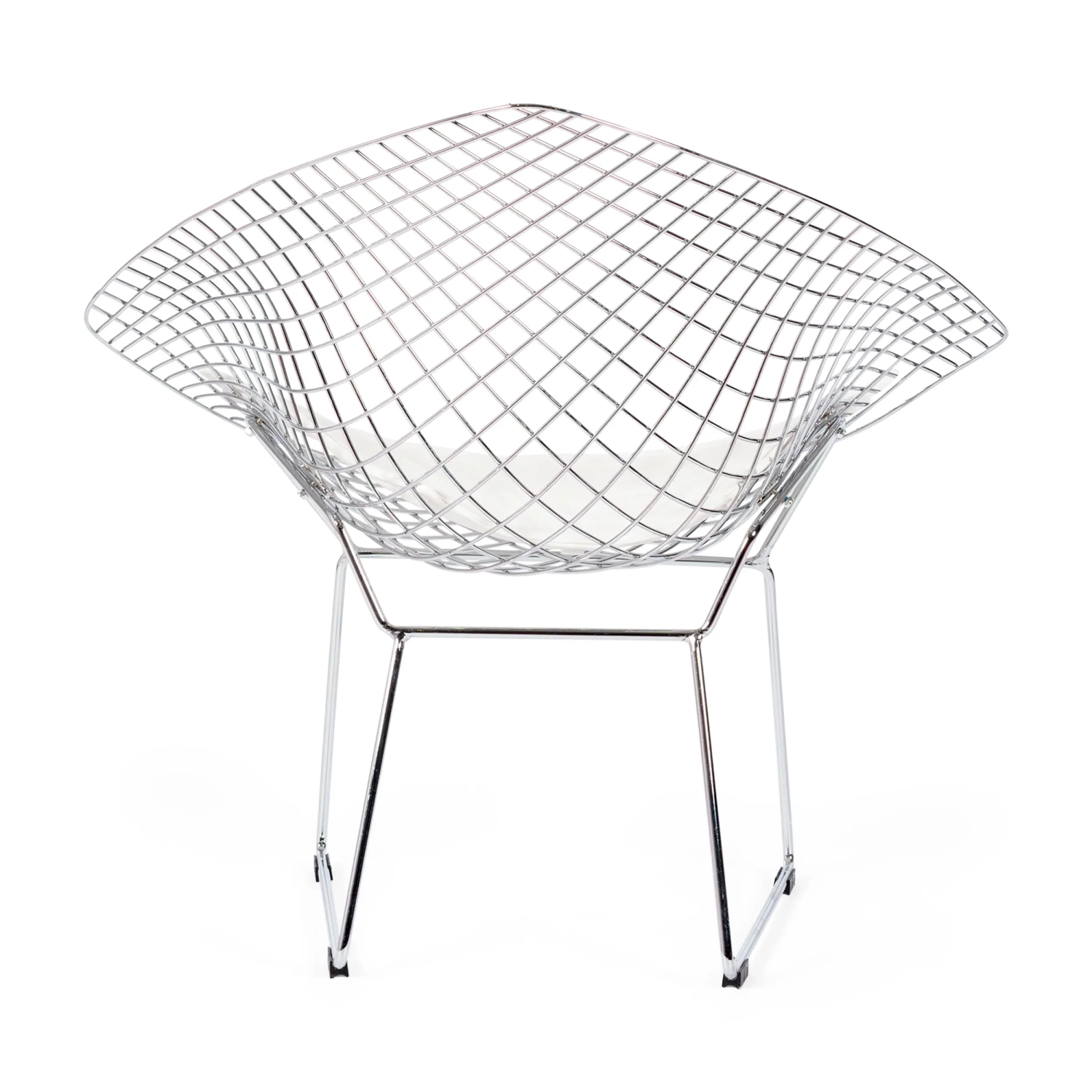 Replica Diamond-stol i förkromat stål och dyna i konstläder - Bertoia Collection