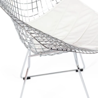 Réplique de la chaise Diamond en acier chromé et coussin en simili-cuir - Collection Bertoia
