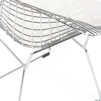 Replica Diamond Stuhl aus verchromtem Stahl und Kunstlederpolster - Bertoia Kollektion