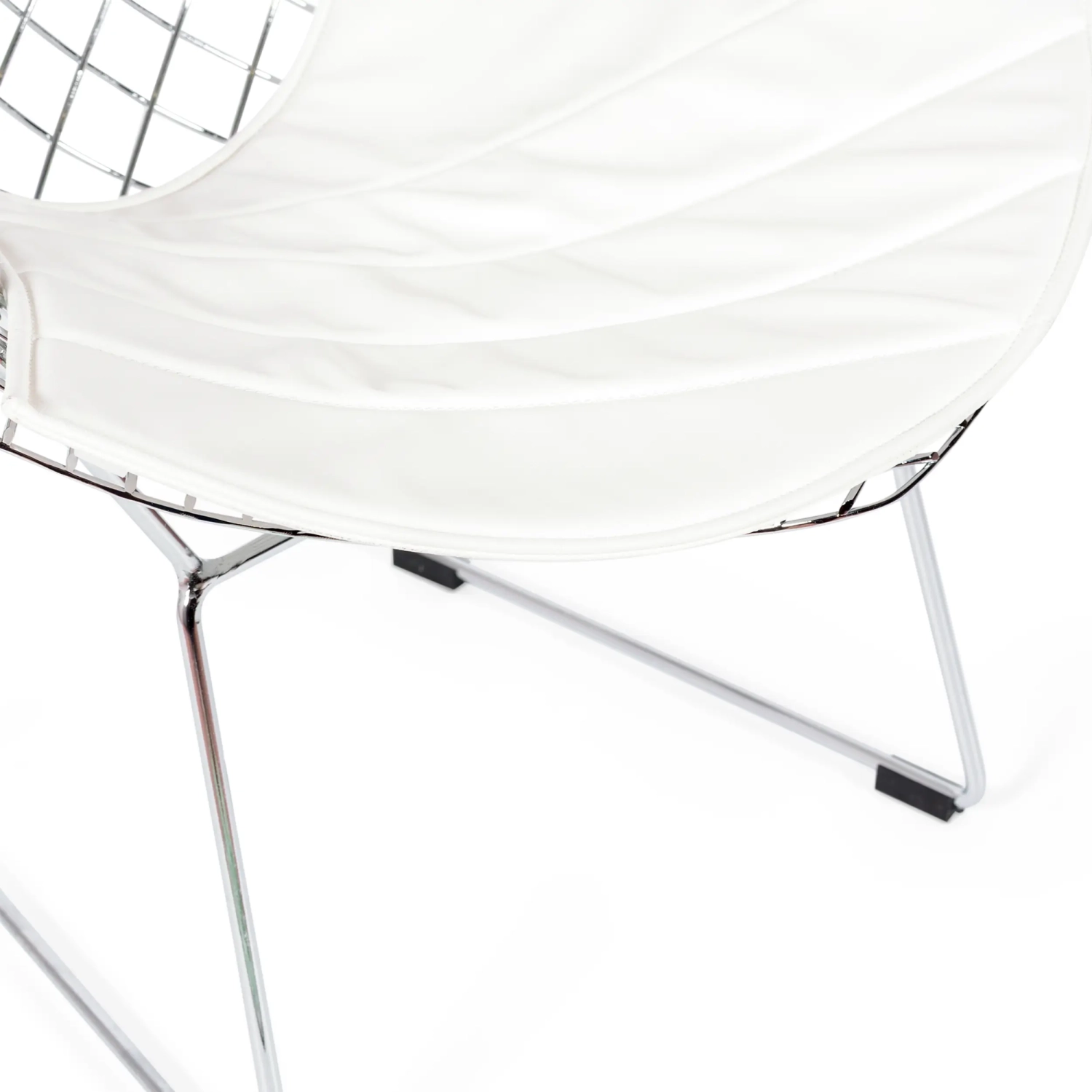 Replica Diamond Stuhl aus verchromtem Stahl und Kunstlederpolster - Bertoia Kollektion