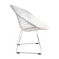 Réplica silla Diamond de acero cromado y cojín en polipiel - Colección Bertoia