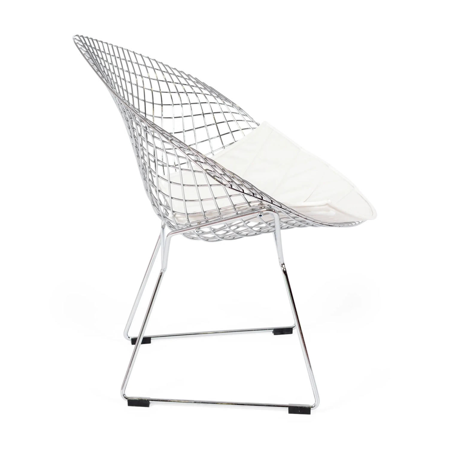 Replica della sedia Diamond in acciaio cromato e cuscino in similpelle - Collezione Bertoia
