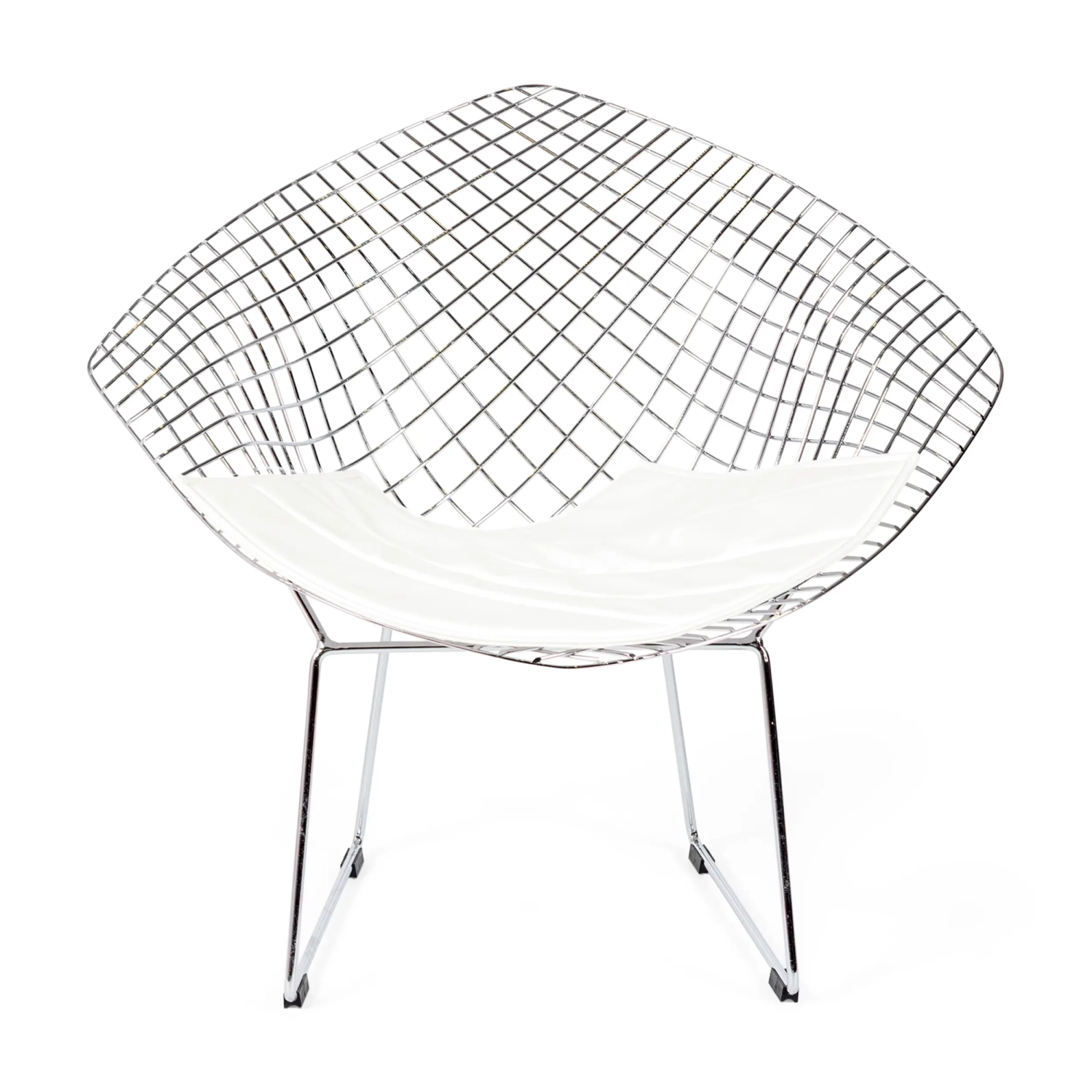 Replica Diamond chair in chromed steel and leatherette cushion - Bertoia Collection
