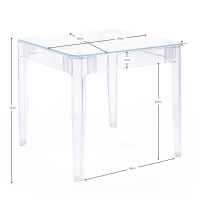 Tavolo da pranzo quadrato Ghost da 80 cm: design trasparente e moderno